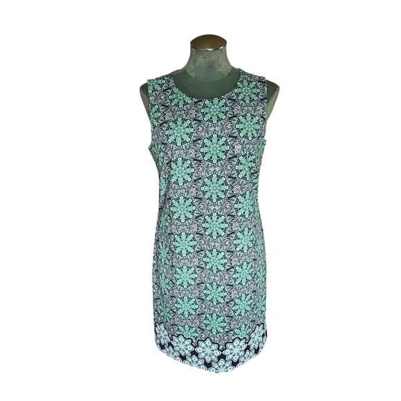 Banana Republic Women's Sleeveless Sheath Mini Dress Blue Floral Print Size 10 - Picture 2 of 7